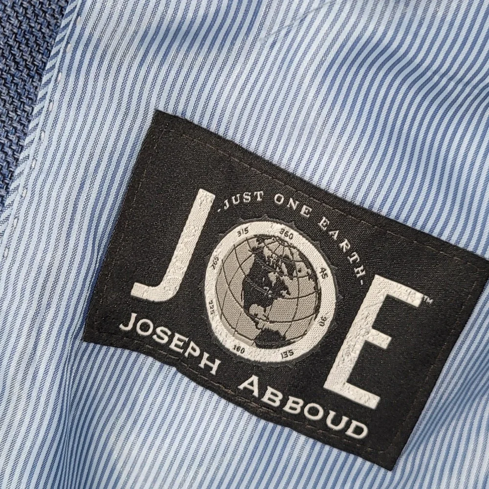 Joseph Abboud Mens 42 Long Slim Fit Blue Cotton Linen Blend Blazer Sport Coat